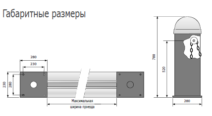 Габаритные размеры шлакбаума